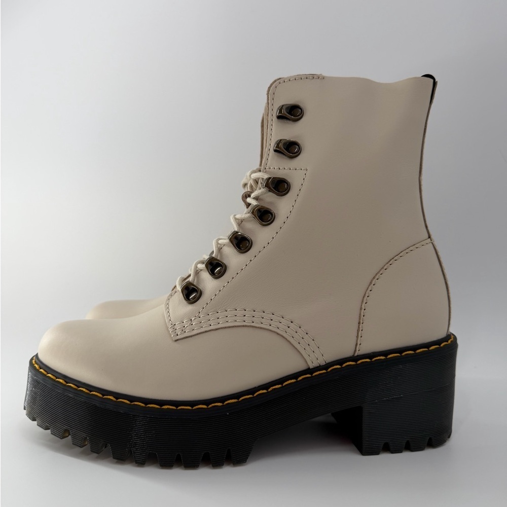 Dr. Martens Leona Platform Boots In Bone